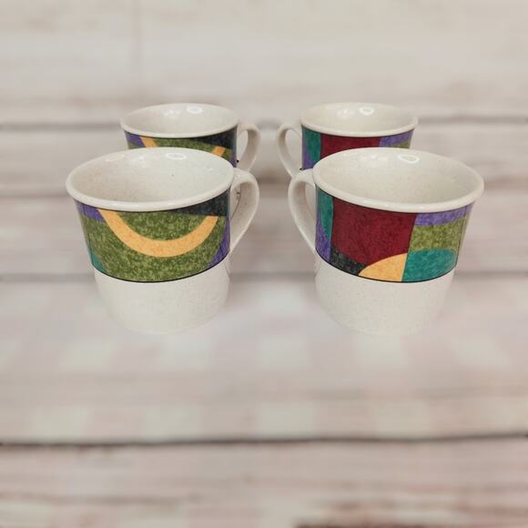 Studio Nova "Impulse" Vintage Set (4) Espresso Ceramic Cups 90s Y2k Classic - Picture 1 of 8